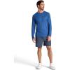 Gaiam Mens Everyday Basic Long Sleeve Crewneck Top, Standard Fit, Stretch Midweight Material(True Navy Heather)