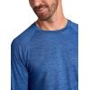 Gaiam Mens Everyday Basic Long Sleeve Crewneck Top, Standard Fit, Stretch Midweight Material(True Navy Heather)
