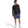 Gaiam Mens Intent Long Sleeve Crewneck Top, Standard Fit, Stretch Midweight Material(Black Heather)