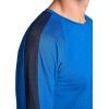Gaiam Mens Power Long Sleeve Crewneck Raglan Top, Standard Fit, Stretch Midweight Material(Classic Blue Heather/Navy Heather)