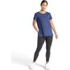 Gaiam Womens Restore Rib Mix T-Shirt, Relaxed Fit, Lightweight Heathered Material, High-Low Hem(Blue Indigo)