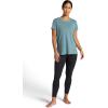 Gaiam Womens Restore Rib Mix T-Shirt, Relaxed Fit, Lightweight Heathered Material, High-Low Hem(Goblin Blue)