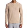 Gaiam Mens Cozy & Cool Henley Shirt, Standard Fit, Stretch Midweight Micro Waffle Jacquard Material(Humus Heather)