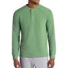 Gaiam Mens Cozy & Cool Henley Shirt, Standard Fit, Stretch Midweight Micro Waffle Jacquard Material(Loden Frost)