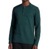 Gaiam Mens Cozy & Cool Henley Shirt, Standard Fit, Stretch Midweight Micro Waffle Jacquard Material(Pine Grove Heather)