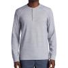 Gaiam Mens Cozy & Cool Henley Shirt, Standard Fit, Stretch Midweight Micro Waffle Jacquard Material(Sleet Heather)