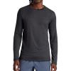 Gaiam Mens Everyday Basic Long Sleeve Crewneck Top, Standard Fit, Stretch Midweight Material(Black Heather)