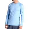 Gaiam Mens Everyday Basic Long Sleeve Crewneck Top, Standard Fit, Stretch Midweight Material(Placid Blue Heather)