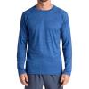 Gaiam Mens Everyday Basic Long Sleeve Crewneck Top, Standard Fit, Stretch Midweight Material(True Navy Heather)