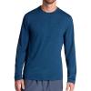 Gaiam Mens Intent Long Sleeve Crewneck Top, Standard Fit, Stretch Midweight Material(Blue Wing Teal Heather)