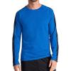 Gaiam Mens Power Long Sleeve Crewneck Raglan Top, Standard Fit, Stretch Midweight Material(Classic Blue Heather/Navy Heather)