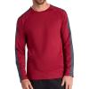 Gaiam Mens Power Long Sleeve Crewneck Raglan Top, Standard Fit, Stretch Midweight Material(Garnet Heather/Ebony Heather)