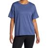 Gaiam Womens Oversized Performance T-Shirt, Oversized Fit, Stretch Lightweight Material(Blue Indigo Heather)
