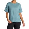 Gaiam Womens Oversized Performance T-Shirt, Oversized Fit, Stretch Lightweight Material(Goblin Blue Heather)