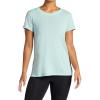 Gaiam Womens Restore Rib Mix T-Shirt, Relaxed Fit, Lightweight Heathered Material, High-Low Hem(Blue Haze)