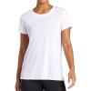 Gaiam Womens Restore Rib Mix T-Shirt, Relaxed Fit, Lightweight Heathered Material, High-Low Hem(Bright White)
