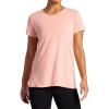 Gaiam Womens Restore Rib Mix T-Shirt, Relaxed Fit, Lightweight Heathered Material, High-Low Hem(Candlelight Peach)