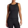 Gaiam Womens Ribbed Crewneck Tank Top, Cropped Fit, Stretch Midweight Material, Moisture-Wicking(Black (Tap Shoe))