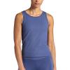 Gaiam Womens Ribbed Crewneck Tank Top, Cropped Fit, Stretch Midweight Material, Moisture-Wicking(Blue Indigo)