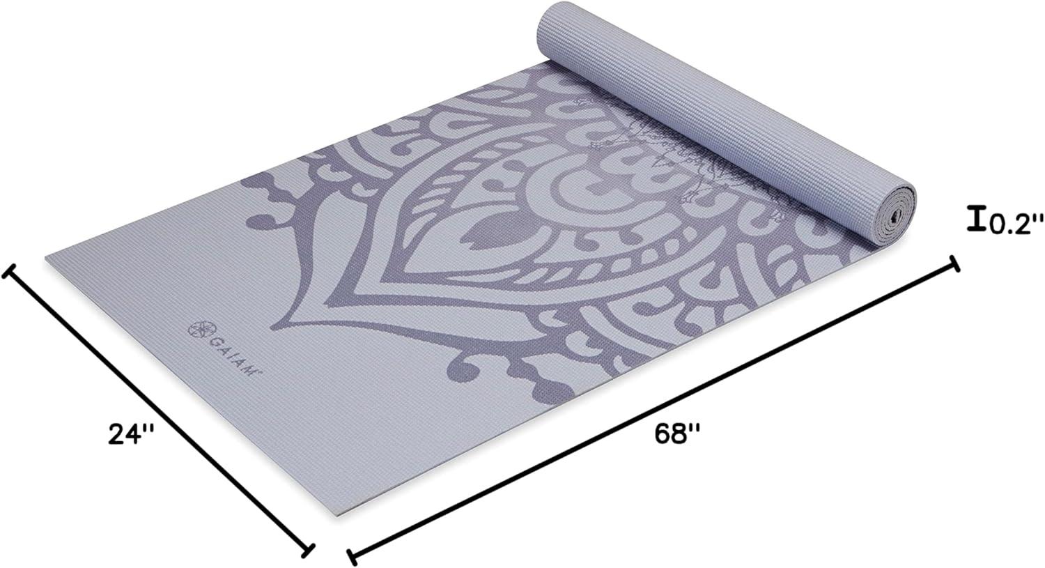 imageGaiam Yoga Mat Premium 5mm Print Thick Non Slip Exercise ampamp Fitness Mat for All Types of Yoga Pilates ampamp Floor Workouts 68quot x 24quot x 5mmWild Lilac Sundial