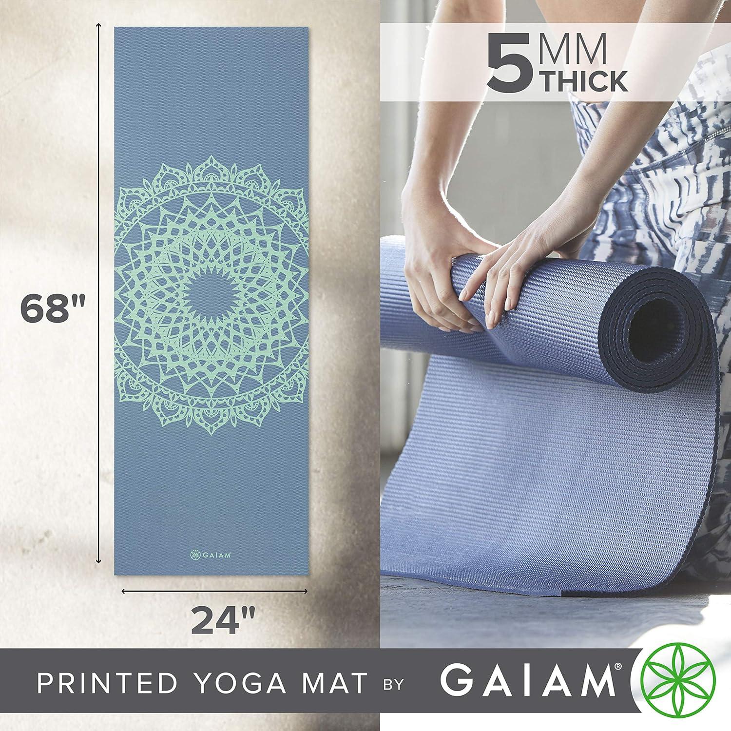 imageGaiam Yoga Mat  Premium 5mm Print Thick Non Slip Exercise ampamp Fitness Mat for All Types of Yoga Pilates ampamp Floor Workouts 68quot x 24quot x 5mmBlue Shadow Marrakesh