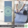Gaiam Yoga Mat – Premium 5mm Print Thick Non Slip Exercise & Fitness Mat for All Types of Yoga, Pilates & Floor Workouts (68″ x 24″ x 5mm)(Blue Shadow Marrakesh)