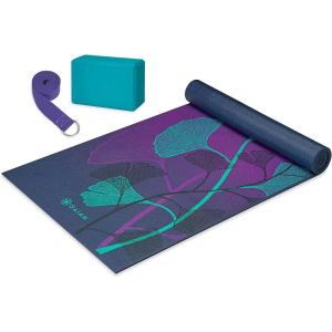 Gaiam Beginner’s Yoga Starter Kit (Yoga Mat, Yoga Block, Yoga Strap)(Lily Shadows)