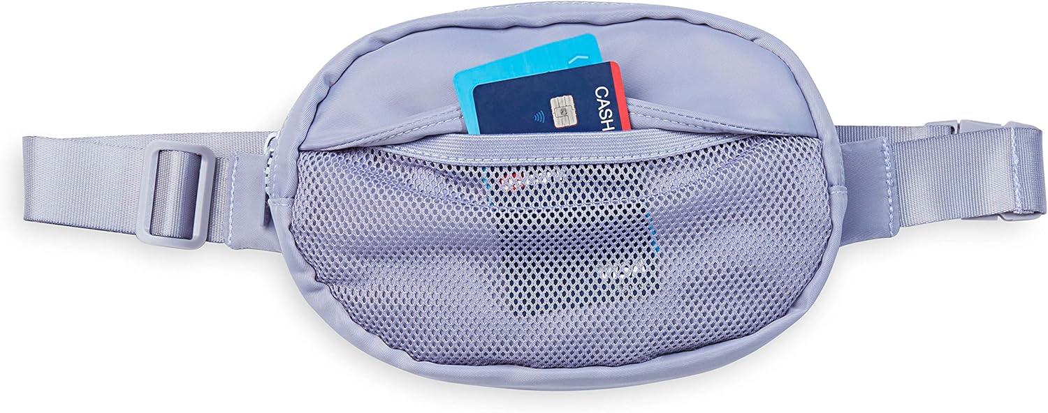 imageGaiam Go for It Waist Pack Adjustable Fanny Pack Crossbody Bags for Women ampamp Men Waterproof Cross Body Bag with Zippered Pockets Running Belt Bag Ideal for Vacation ampamp TravelDeep Thistle