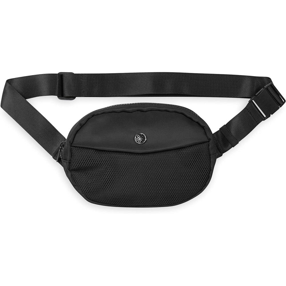 imageGaiam Go for It Waist Pack Adjustable Fanny Pack Crossbody Bags for Women ampamp Men Waterproof Cross Body Bag with Zippered Pockets Running Belt Bag Ideal for Vacation ampamp TravelBlack