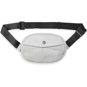 Gaiam Go for It Waist Pack, Adjustable Fanny Pack Crossbody Bags for Women & Men – Waterproof Cross Body Bag with Zippered Pockets, Running Belt Bag, Ideal for Vacation & Travel(Sandstone)