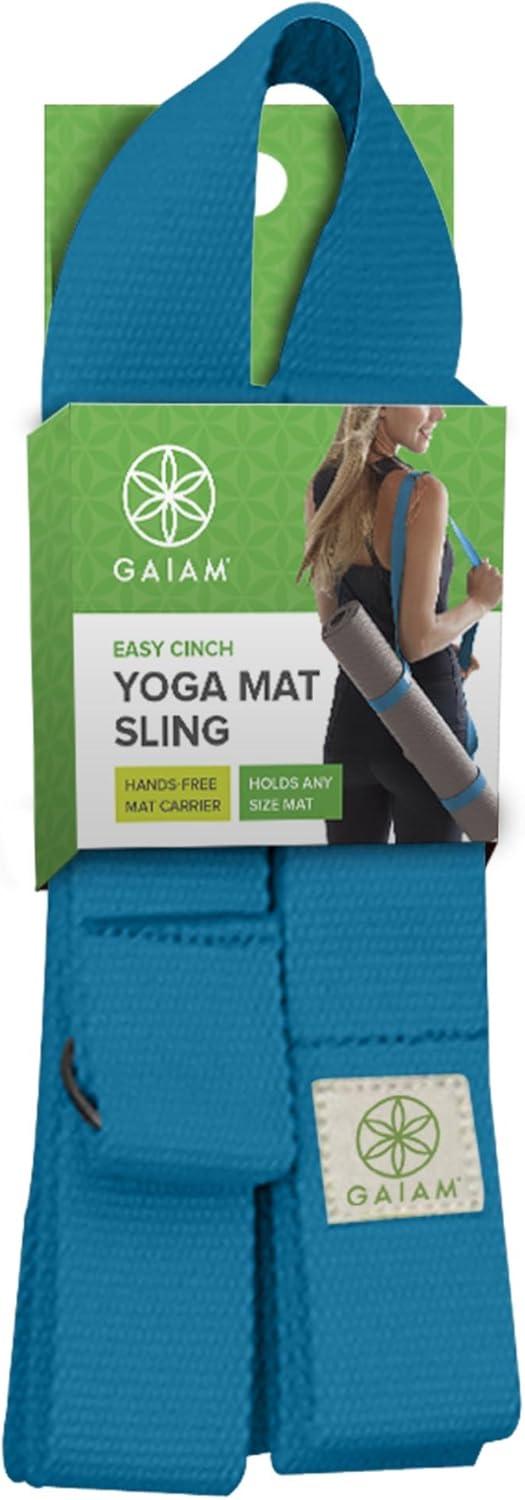 imageGaiam EasyCinch Yoga Mat Sling Durable Carrying Strap for Yoga Mat with Metal DRings for Secure Fit No Mat IncludedFuchsia Or Blue