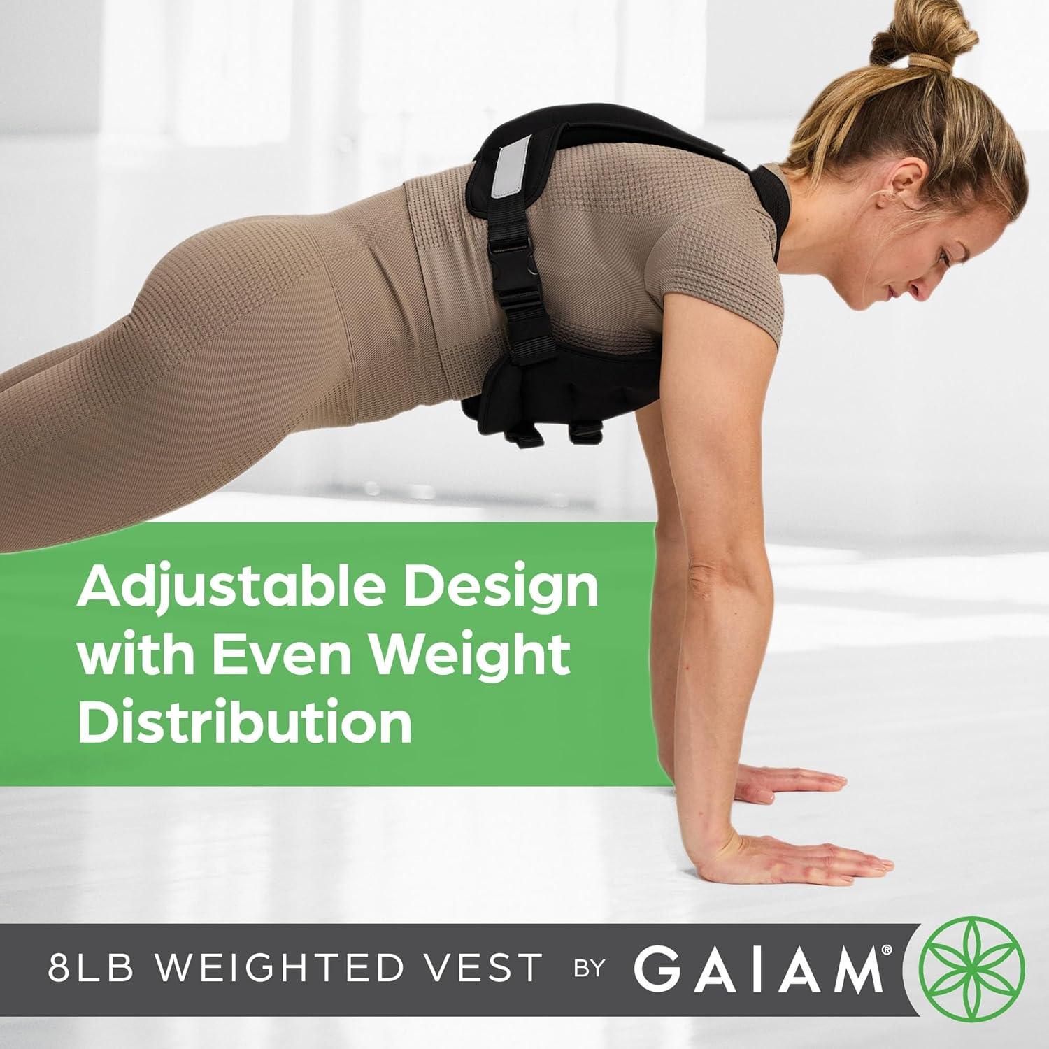 imageGaiam Weighted Vest Black 8lb Adjustable Exercise Vest for Cardio and Strength SweatResistant Polyester Workout Gear with Reflective Elements and Balanced Iron Sand Weight