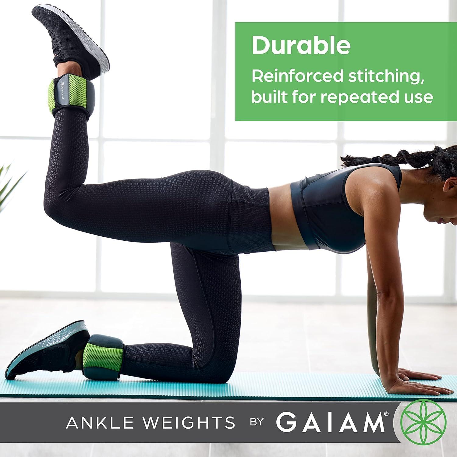 imageGaiam Wrist and Ankle Weights Wearable Bracelet to Strengthen Tone ampamp Sculpt Adjustable Ankle Weights for Women ampamp Men for Yoga Dance Pilates Barre Cardio Home ampamp Gym Use 2LB PAIR RETRO BLUE