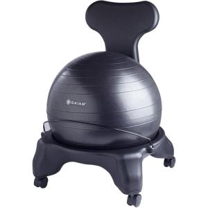 Gaiam Classic Backless Balance Ball Chair – Exercise Stability Yoga Ball Premium Ergonomic Chair for Home and Office Desk with Air Pump, Exercise Guide and Satisfaction Guarantee, Blue(Black)