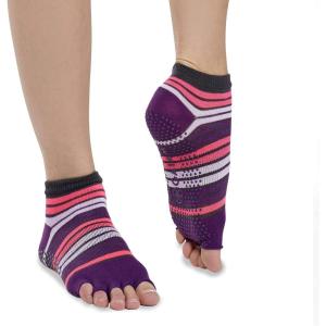 Gaiam Yoga Socks – Toeless Grippy Non Slip Sticky Grip Accessories for Women & Men(Pink/Purple)