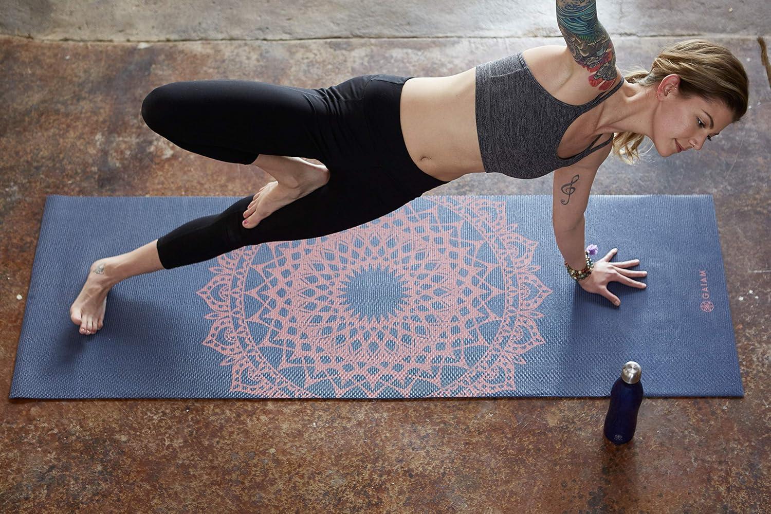 imageGaiam Print Yoga Mat Non Slip Exercise amp Fitness Mat for All Types of Yoga Pilates amp Floor ExercisesPink Marrakesh