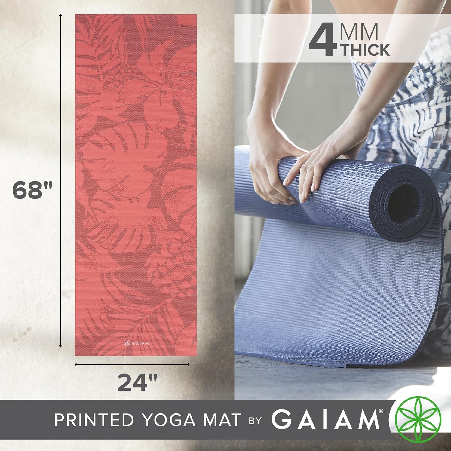imageGaiam Print Yoga Mat Non Slip Exercise amp Fitness Mat for All Types of Yoga Pilates amp Floor ExercisesTropical Sunrise