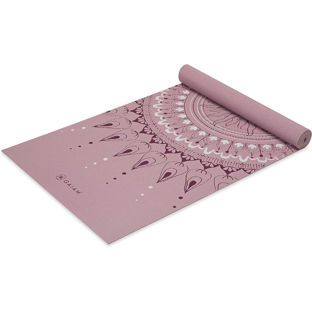imageGaiam Print Yoga Mat Non Slip Exercise amp Fitness Mat for All Types of Yoga Pilates amp Floor ExercisesHere Now Dusty Rose
