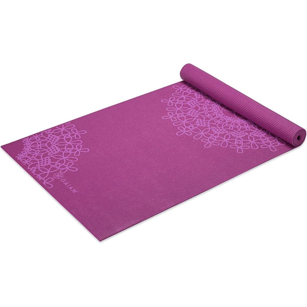 imageGaiam Print Yoga Mat Non Slip Exercise amp Fitness Mat for All Types of Yoga Pilates amp Floor ExercisesPurple Medallion