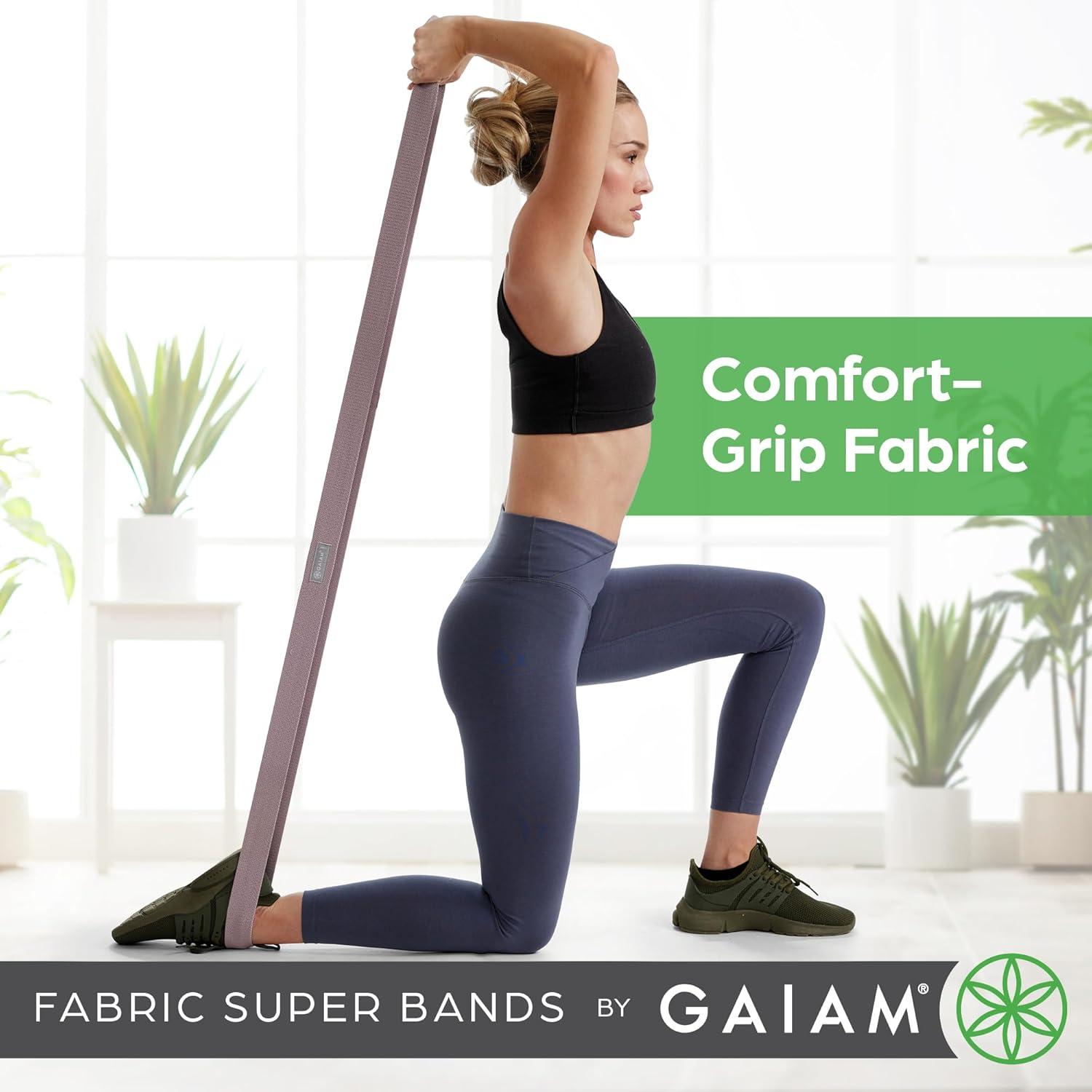 imageGaiam Fabric Resistance Bands 3Pack Rubber amp Polyester Loop Exercise Bands for Squats PullUps Physical Therapy amp Strength Training for Yoga Pilates Gym or Home Workout