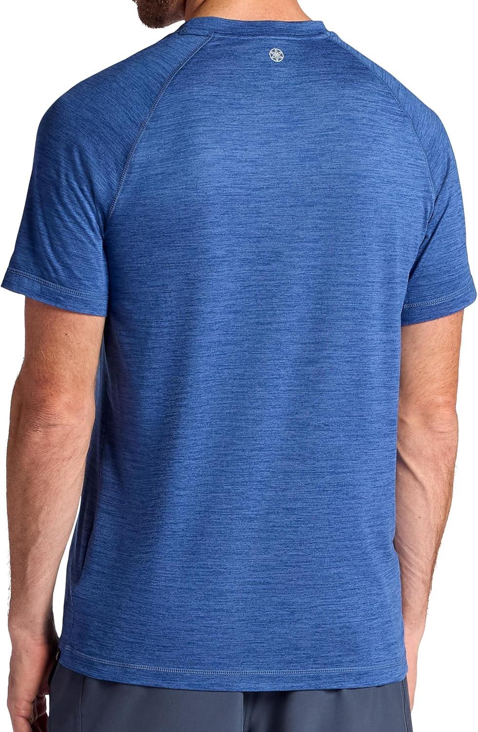 imageGaiam Mens Everyday Basic Raglan Top Standard Fit Stretch Midweight Jersey MaterialTrue Navy Heather