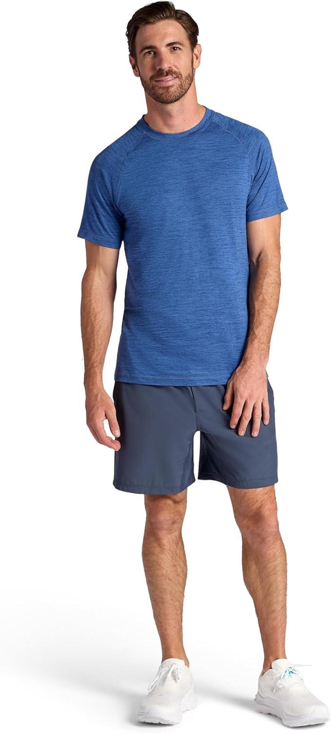 imageGaiam Mens Everyday Basic Raglan Top Standard Fit Stretch Midweight Jersey MaterialTrue Navy Heather