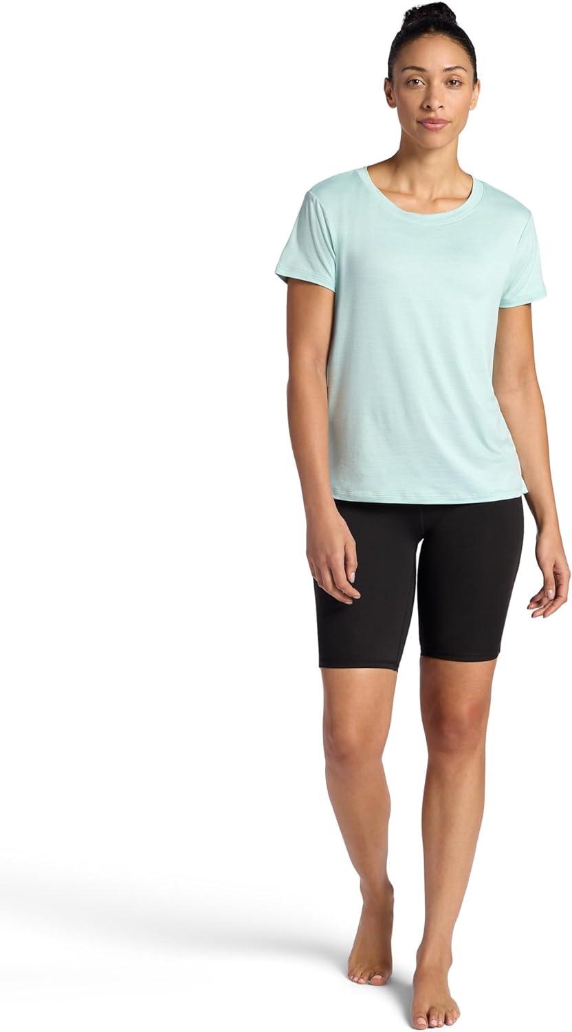 imageGaiam Womens Align Marled TShirt Relaxed Fit Stretch Midweight Heathered Material HighLow HemBlue Haze Heather