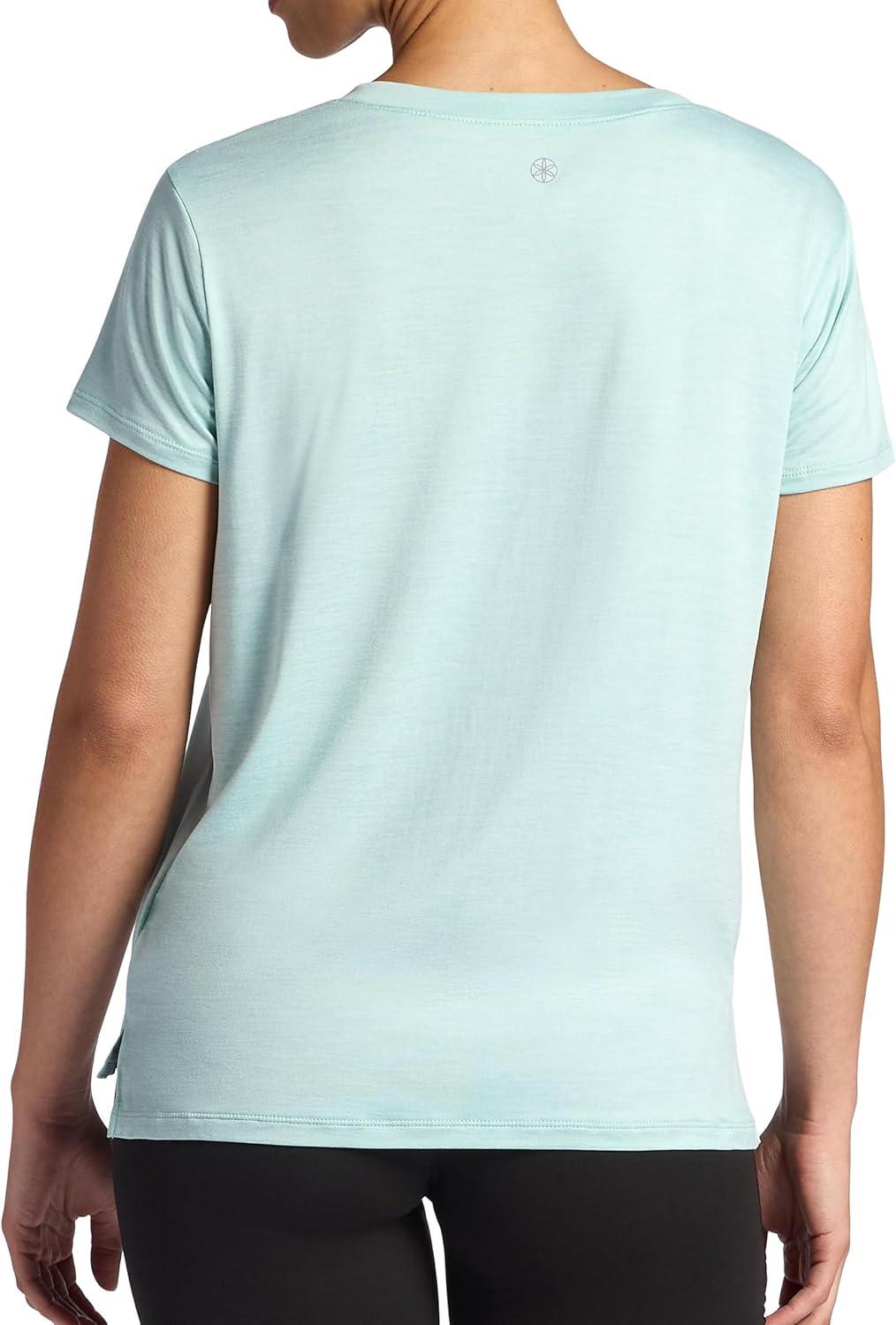 imageGaiam Womens Align Marled TShirt Relaxed Fit Stretch Midweight Heathered Material HighLow HemBlue Haze Heather