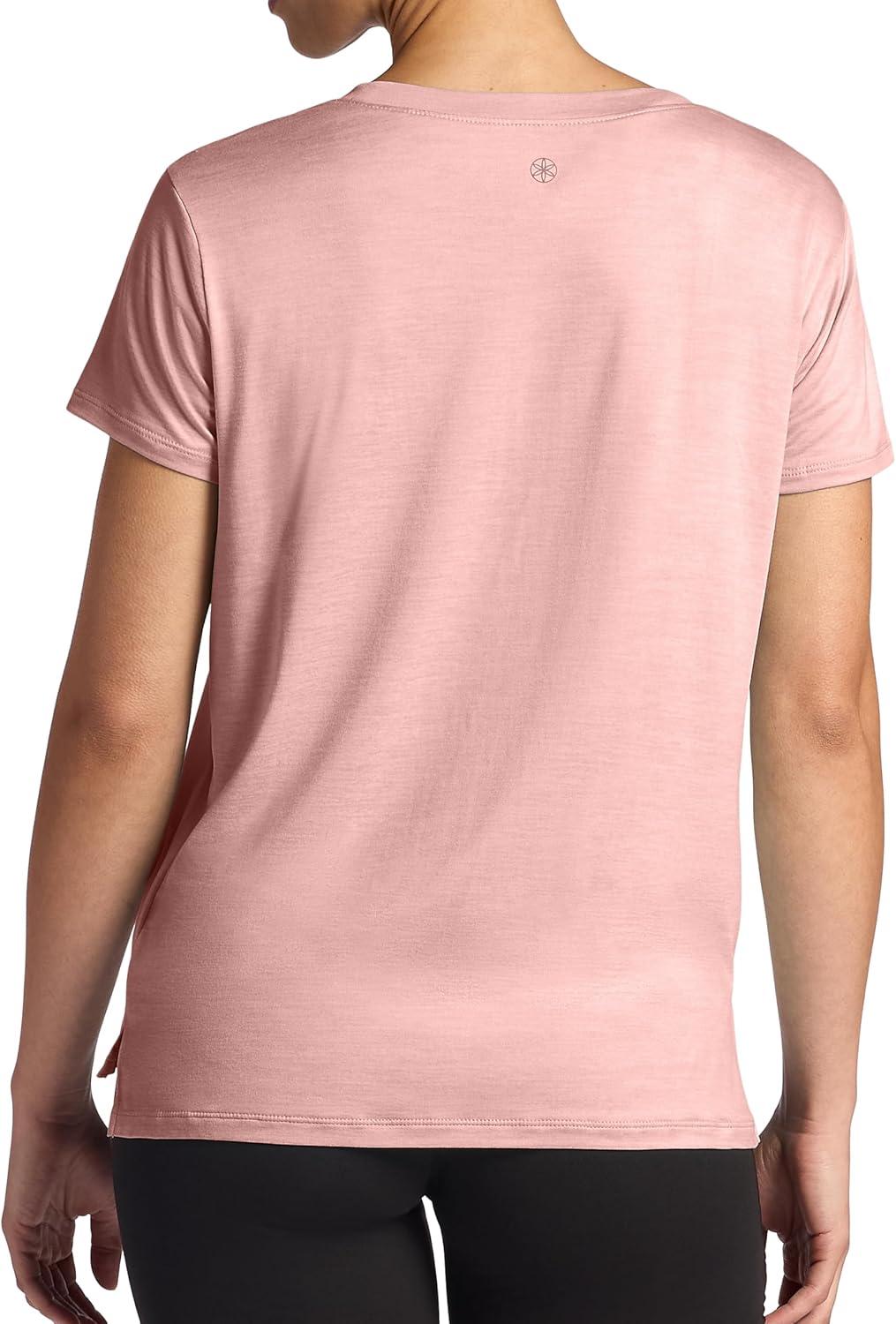 imageGaiam Womens Align Marled TShirt Relaxed Fit Stretch Midweight Heathered Material HighLow HemCandlelight Peach Heather