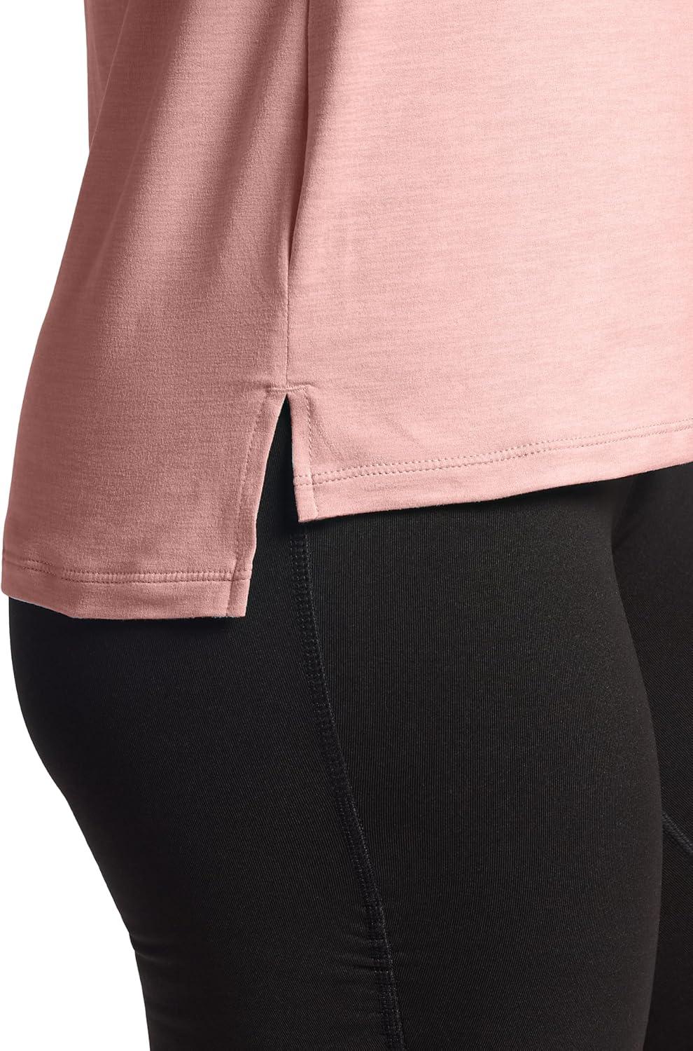 imageGaiam Womens Align Marled TShirt Relaxed Fit Stretch Midweight Heathered Material HighLow HemCandlelight Peach Heather