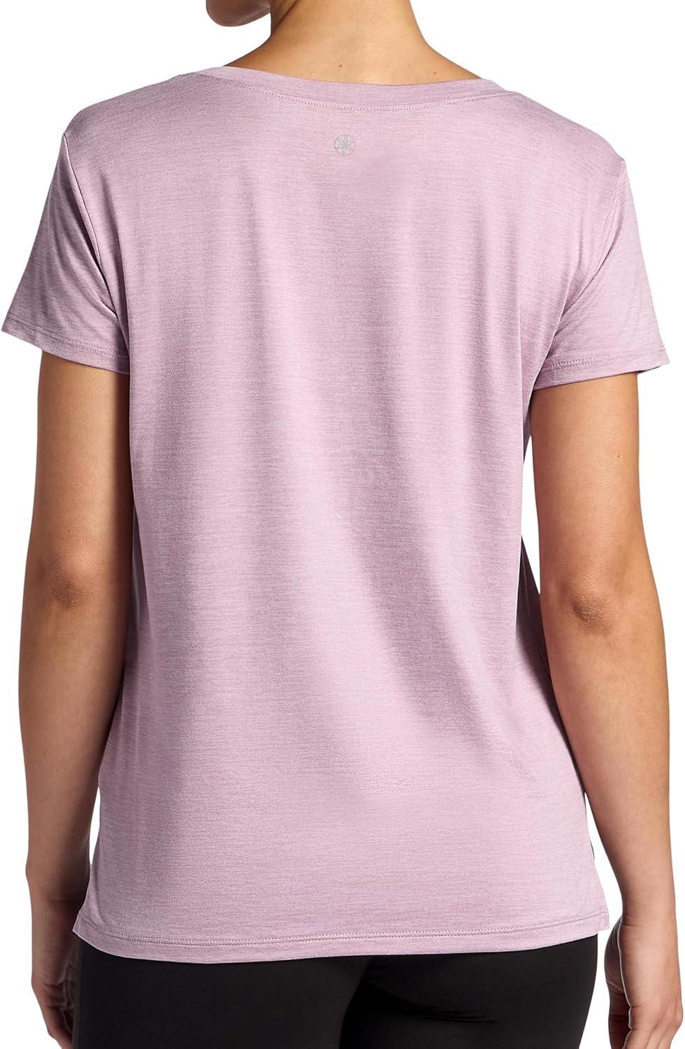imageGaiam Womens Align Marled TShirt Relaxed Fit Stretch Midweight Heathered Material HighLow HemSea Fog Heather