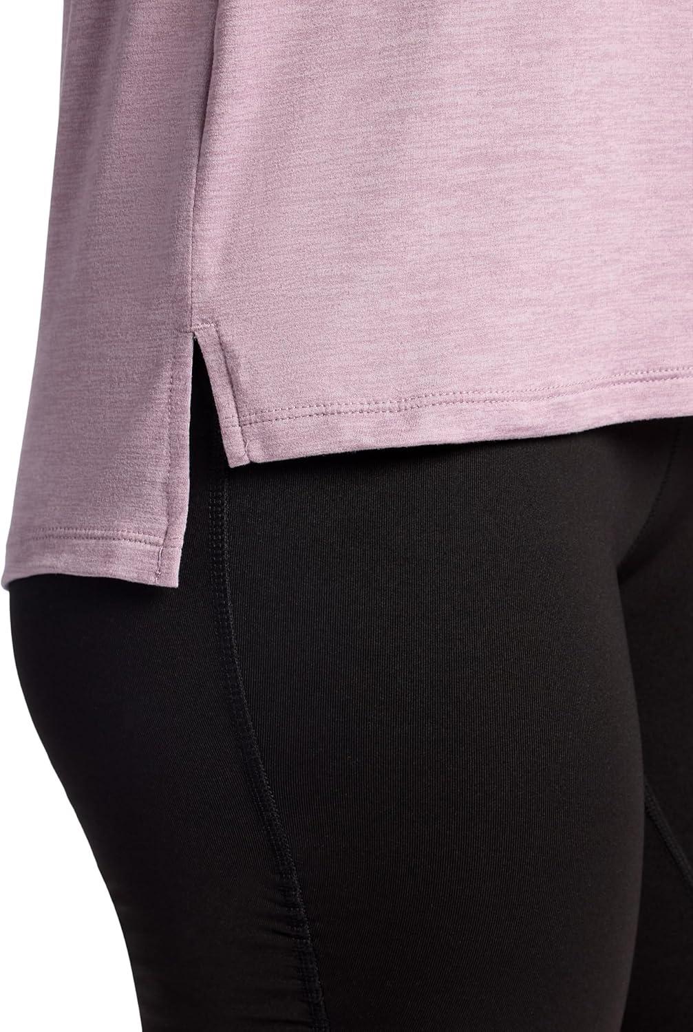 imageGaiam Womens Align Marled TShirt Relaxed Fit Stretch Midweight Heathered Material HighLow HemSea Fog Heather
