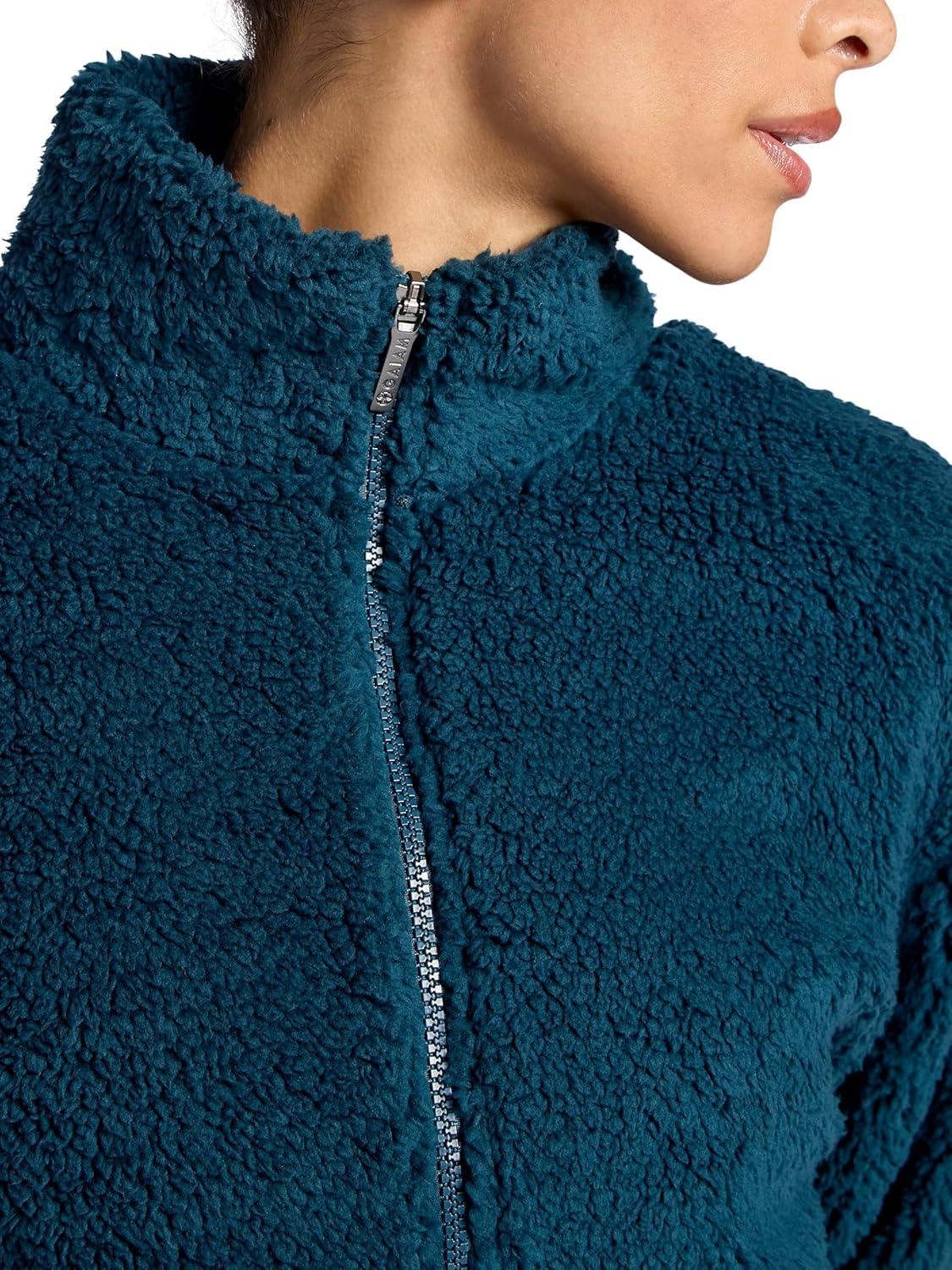 imageGaiam womens Sherpa Jacket Cropped Fit Stretch Heavyweight MaterialReflecting Pond