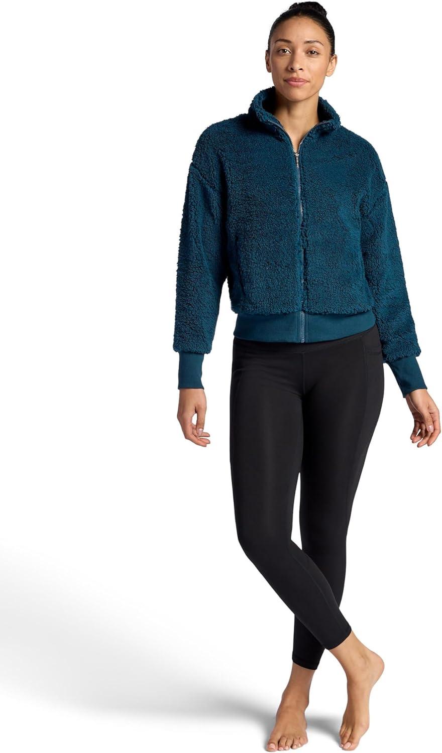 imageGaiam womens Sherpa Jacket Cropped Fit Stretch Heavyweight MaterialReflecting Pond